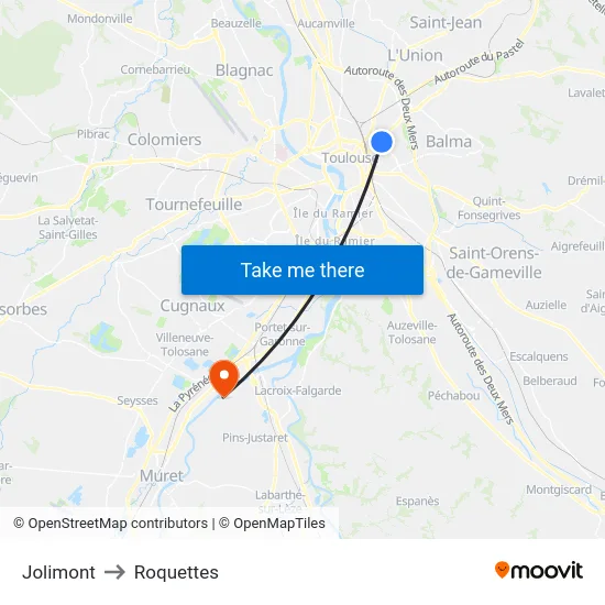 Jolimont to Roquettes map