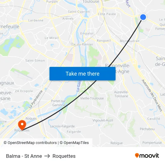Balma - St Anne to Roquettes map