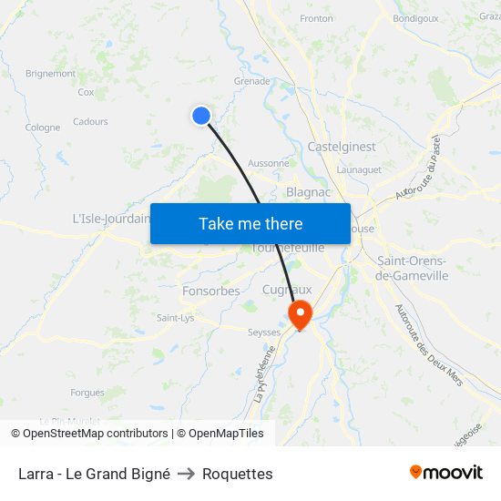 Larra - Le Grand Bigné to Roquettes map
