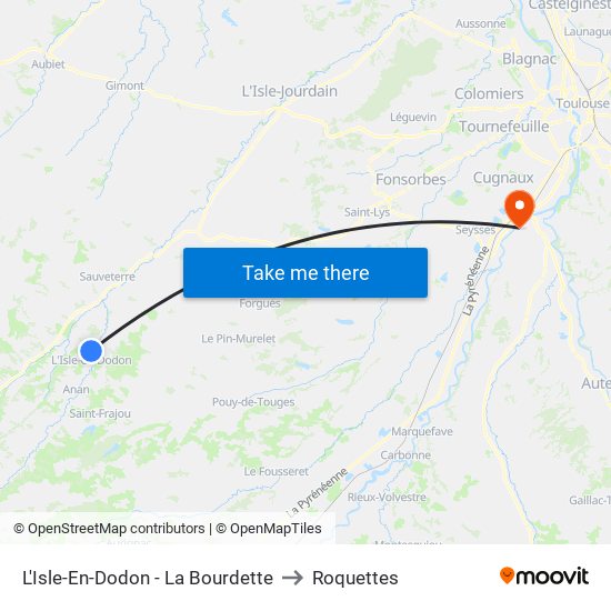 L'Isle-En-Dodon - La Bourdette to Roquettes map