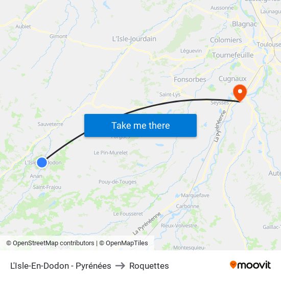 L'Isle-En-Dodon - Pyrénées to Roquettes map