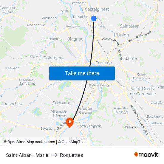 Saint-Alban - Mariel to Roquettes map