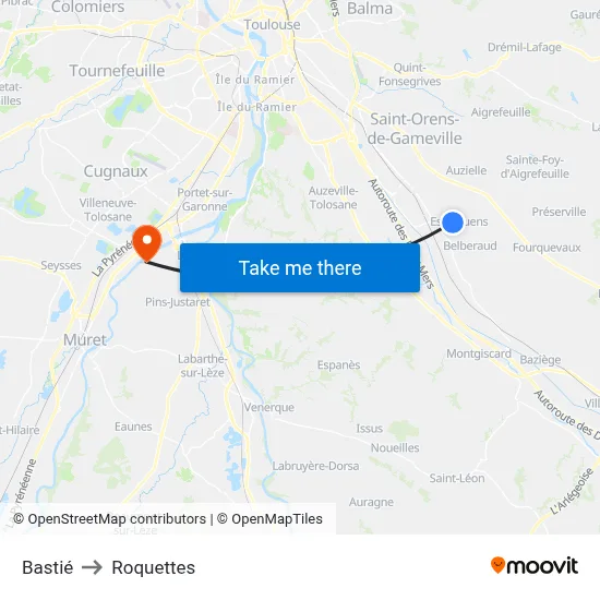 Bastié to Roquettes map