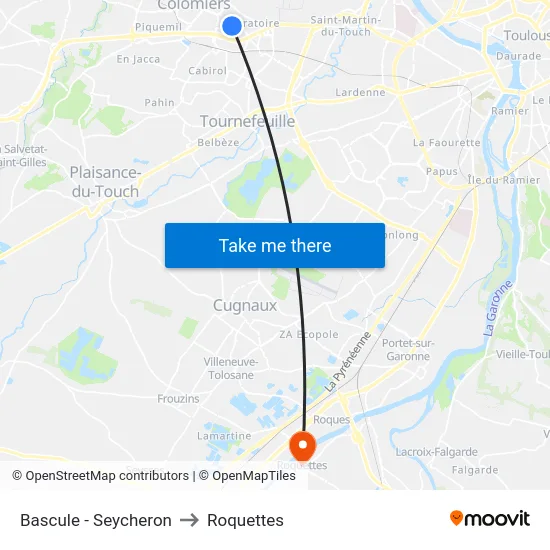 Bascule - Seycheron to Roquettes map
