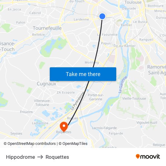 Hippodrome to Roquettes map