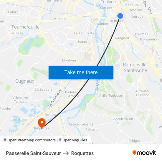 Passerelle Saint-Sauveur to Roquettes map
