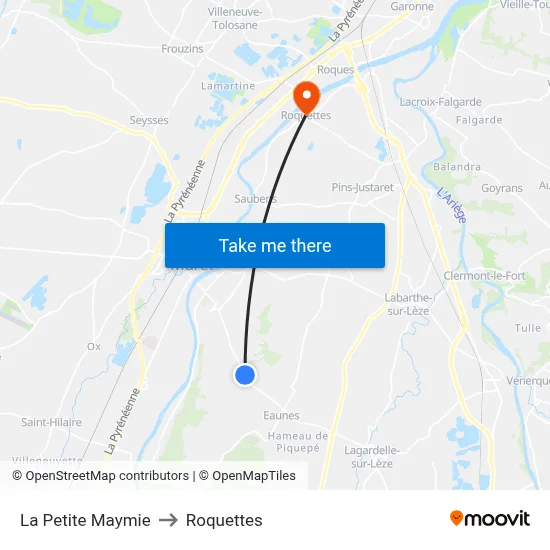 La Petite Maymie to Roquettes map