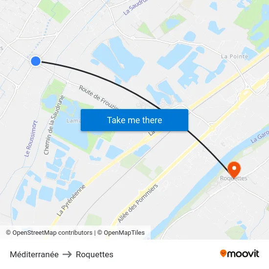 Méditerranée to Roquettes map