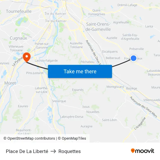 Place De La Liberté to Roquettes map