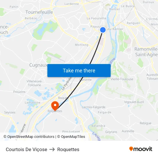 Courtois De Viçose to Roquettes map