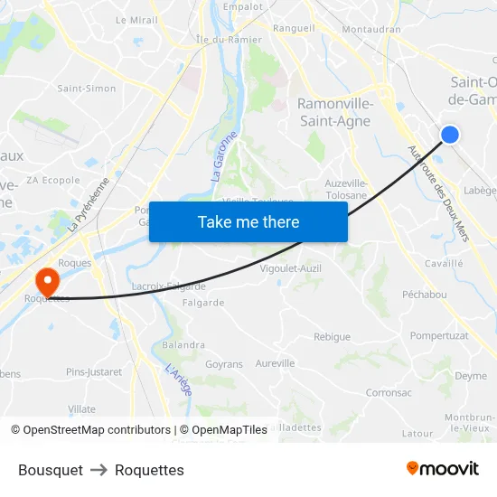 Bousquet to Roquettes map