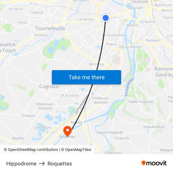 Hippodrome to Roquettes map