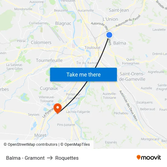 Balma - Gramont to Roquettes map