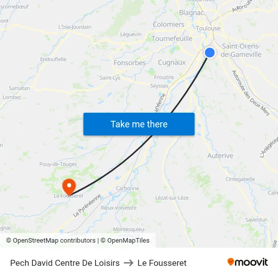 Pech David Centre De Loisirs to Le Fousseret map