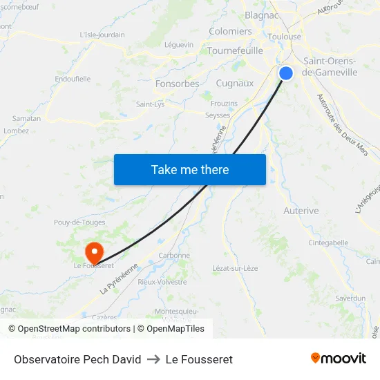 Observatoire Pech David to Le Fousseret map