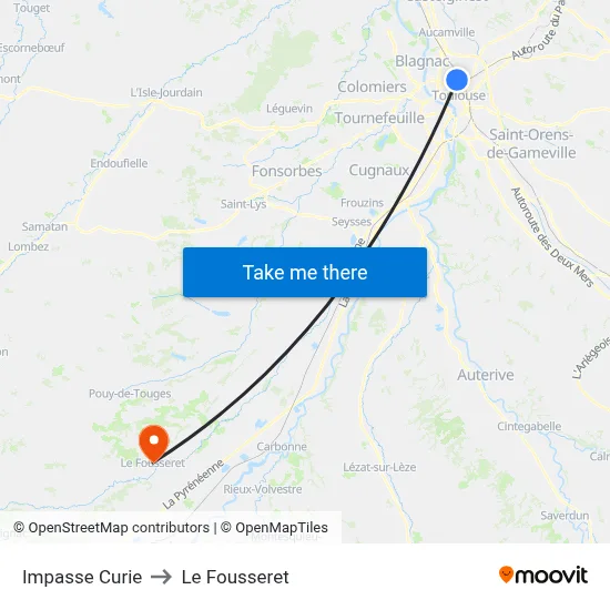 Impasse Curie to Le Fousseret map