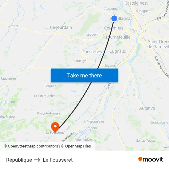 République to Le Fousseret map