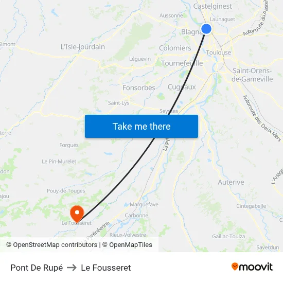 Pont De Rupé to Le Fousseret map