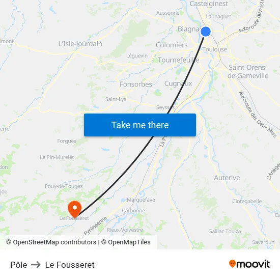 Pôle to Le Fousseret map
