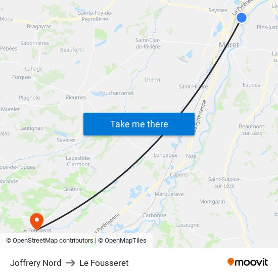 Joffrery Nord to Le Fousseret map