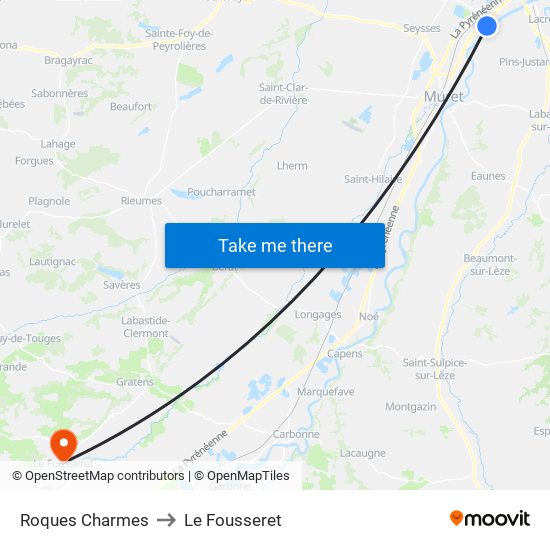 Roques Charmes to Le Fousseret map