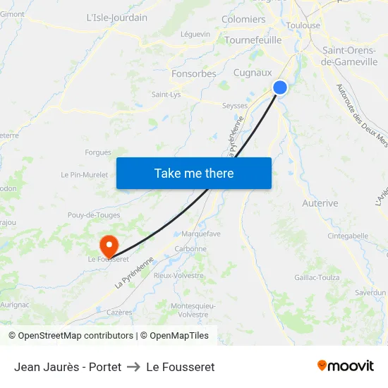 Jean Jaurès - Portet to Le Fousseret map
