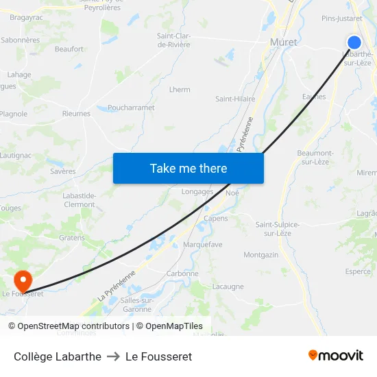Collège Labarthe to Le Fousseret map