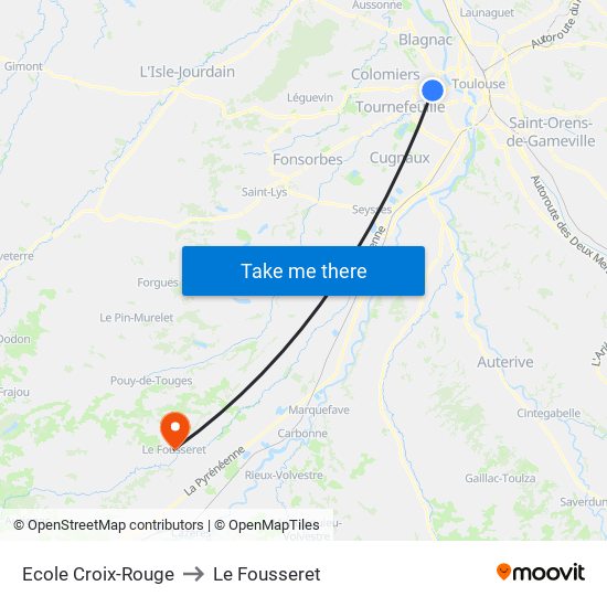 Ecole Croix-Rouge to Le Fousseret map