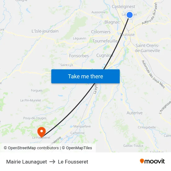 Mairie Launaguet to Le Fousseret map