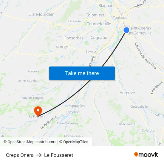 Creps  Onera to Le Fousseret map