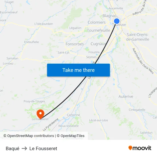 Baqué to Le Fousseret map