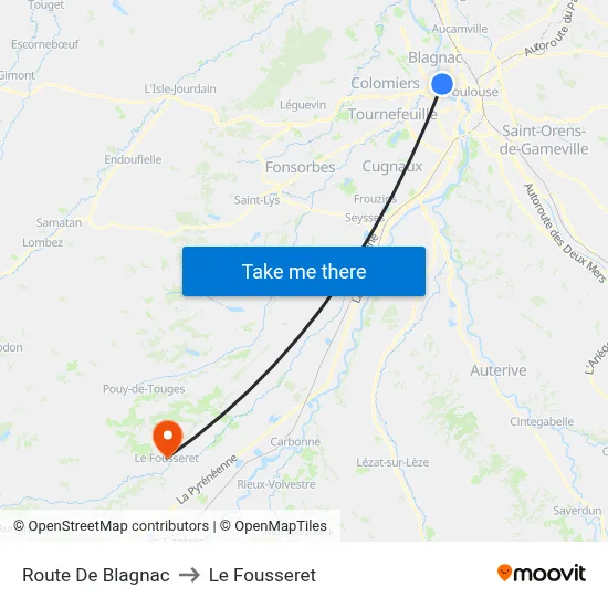 Route De Blagnac to Le Fousseret map