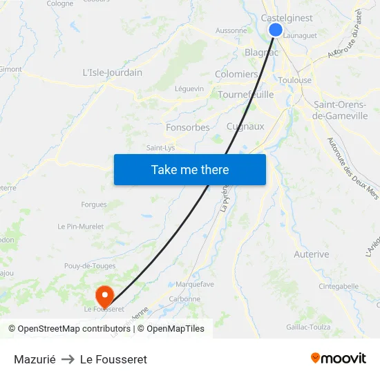 Mazurié to Le Fousseret map