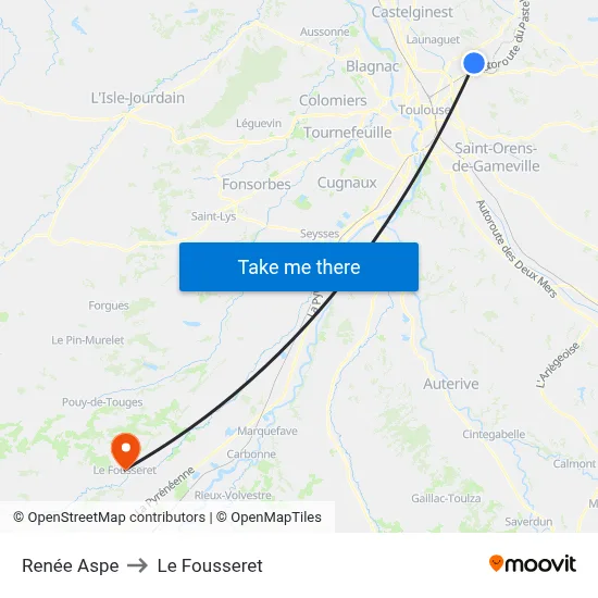 Renée Aspe to Le Fousseret map