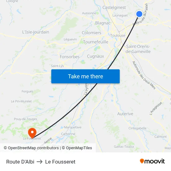 Route D'Albi to Le Fousseret map