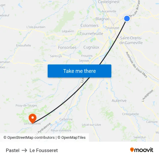 Pastel to Le Fousseret map