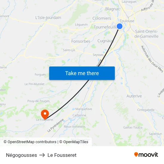 Négogousses to Le Fousseret map