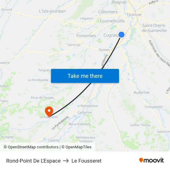 Rond-Point De L'Espace to Le Fousseret map