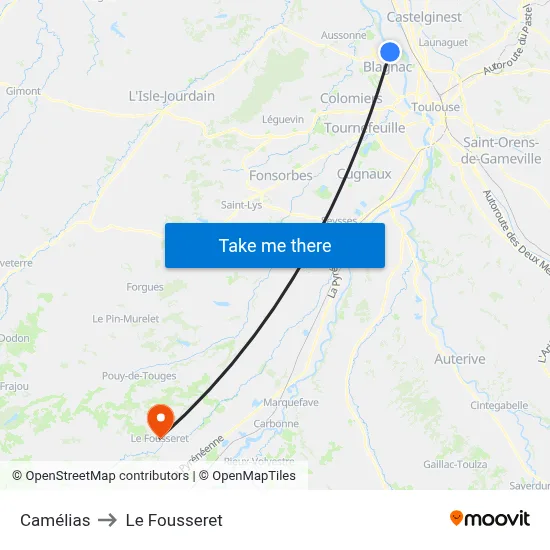 Camélias to Le Fousseret map