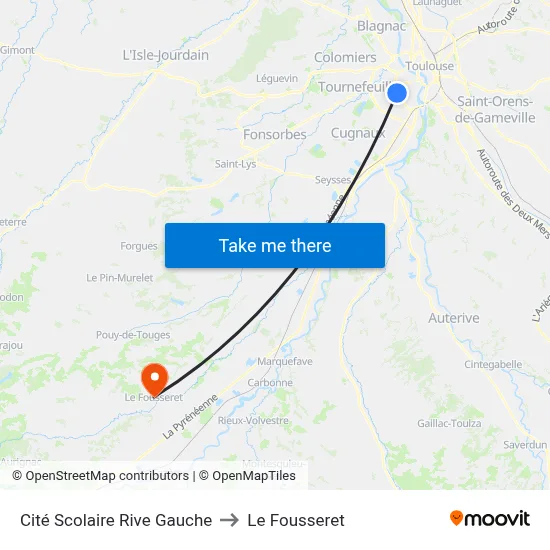 Cité Scolaire Rive Gauche to Le Fousseret map