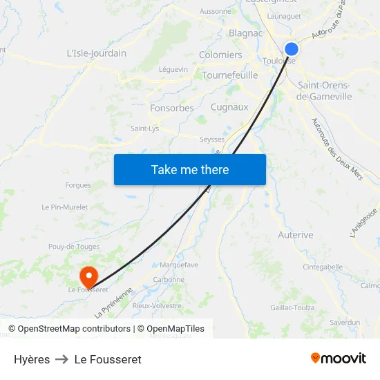 Hyères to Le Fousseret map