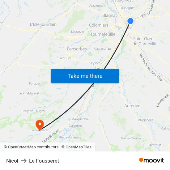 Nicol to Le Fousseret map