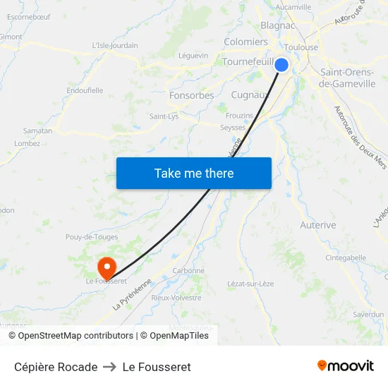 Cépière Rocade to Le Fousseret map