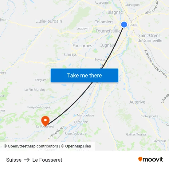 Suisse to Le Fousseret map