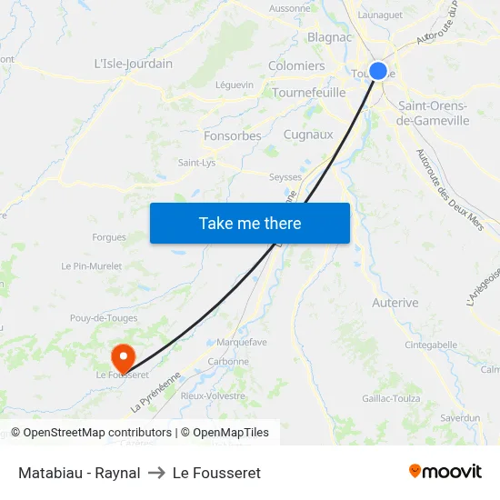 Matabiau - Raynal to Le Fousseret map