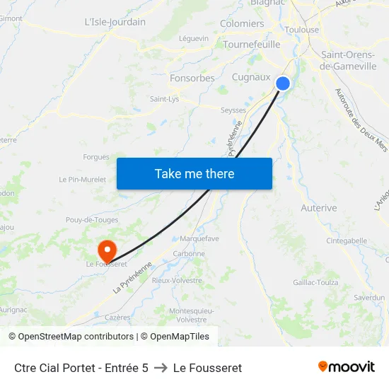 Ctre Cial Portet - Entrée 5 to Le Fousseret map