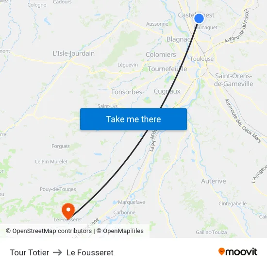 Tour Totier to Le Fousseret map