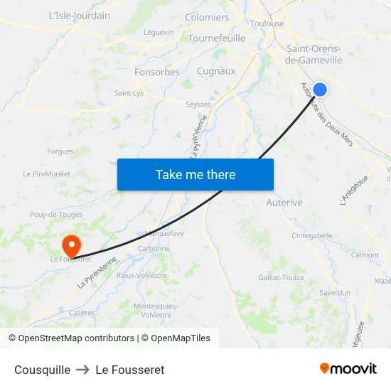 Cousquille to Le Fousseret map