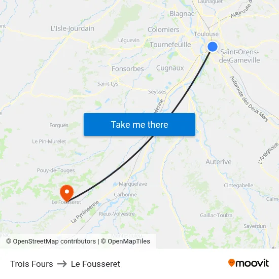 Trois Fours to Le Fousseret map