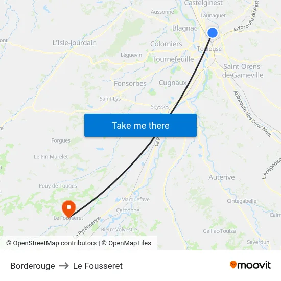 Borderouge to Le Fousseret map